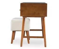 Merci 2-Piece White & Walnut 2-Drawer Lifting Mirror Vanity Set -Walker Edison Shop 810543353 4