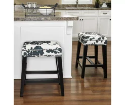 Baldwin White & Black Cow Print Nailhead Counter Stool -Walker Edison Shop 810543357 4