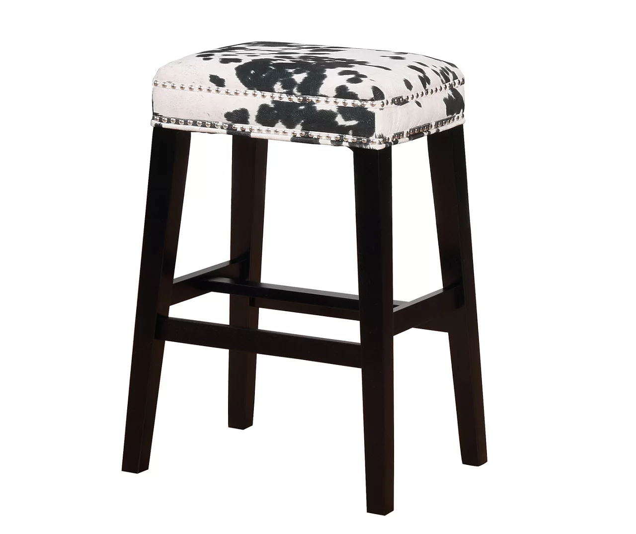 Baldwin White & Black Cow Print Nailhead Bar Stool 1 Baldwin White & Black Cow Print Nailhead Bar Stool