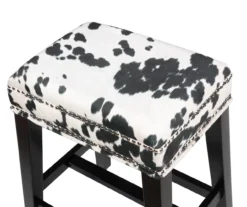 Baldwin White & Black Cow Print Nailhead Bar Stool 8 Baldwin White & Black Cow Print Nailhead Bar Stool -Walker Edison Shop 810543360 4