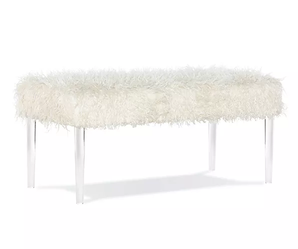 Cara White Faux Fur Acrylic Leg Bench 4 Cara White Faux Fur Acrylic Leg Bench - Image 4