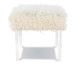 Cara White Faux Fur Acrylic Leg Bench 9 Cara White Faux Fur Acrylic Leg Bench -Walker Edison Shop 810543373 5