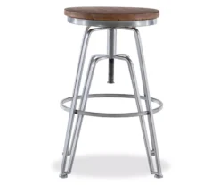 Brown Wood & Chrome Adjustable Swivel Bar Stool -Walker Edison Shop 810543377 4