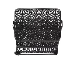 Mabry Black 3-Tier Pierced Floral Rolling Cart -Walker Edison Shop 810543382 5