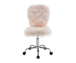 Comfort Home Blush Pink Faux Fur Swivel Chair 7 Comfort Home Blush Pink Faux Fur Swivel Chair -Walker Edison Shop 810543388 3