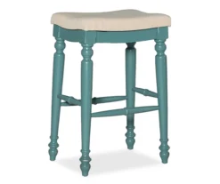 Bristol Antique Blue & White Backless Bar Stool
