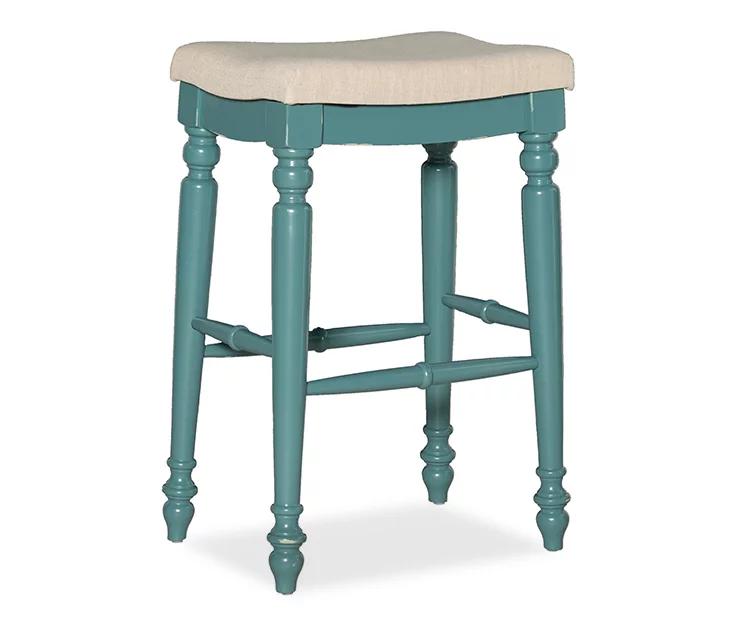 Bristol Antique Blue & White Backless Bar Stool 1 Bristol Antique Blue & White Backless Bar Stool