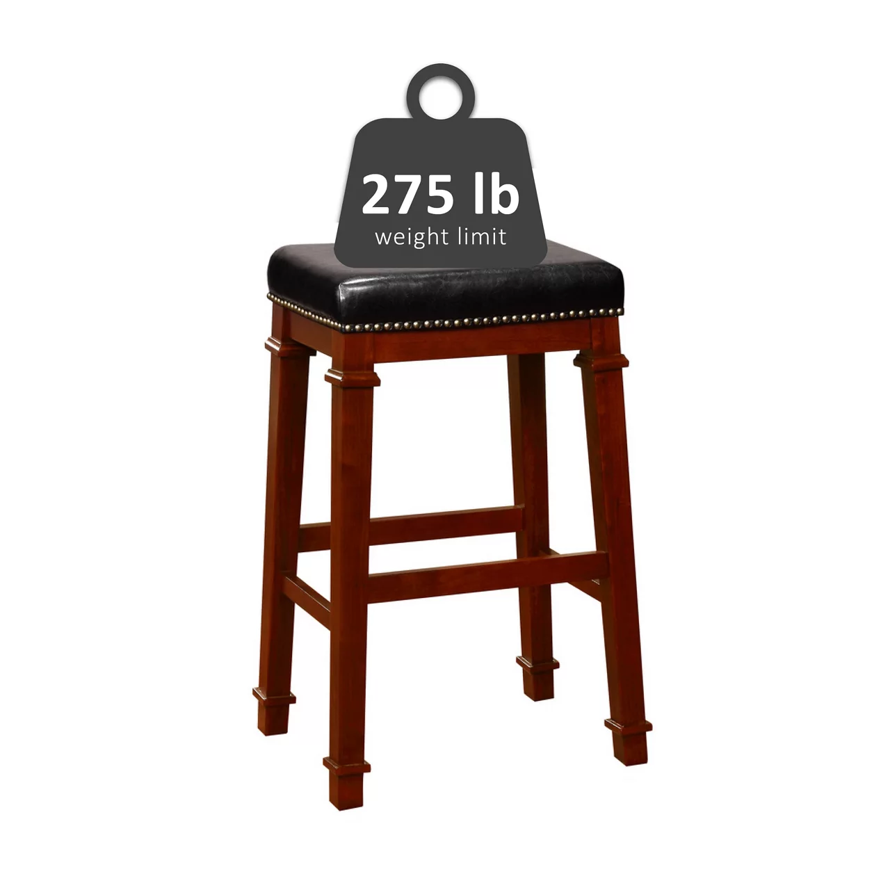 Clark Dark Cherry & Black Upholstered Faux Leather Backless Bar Stool 5 Clark Dark Cherry & Black Upholstered Faux Leather Backless Bar Stool - Image 5