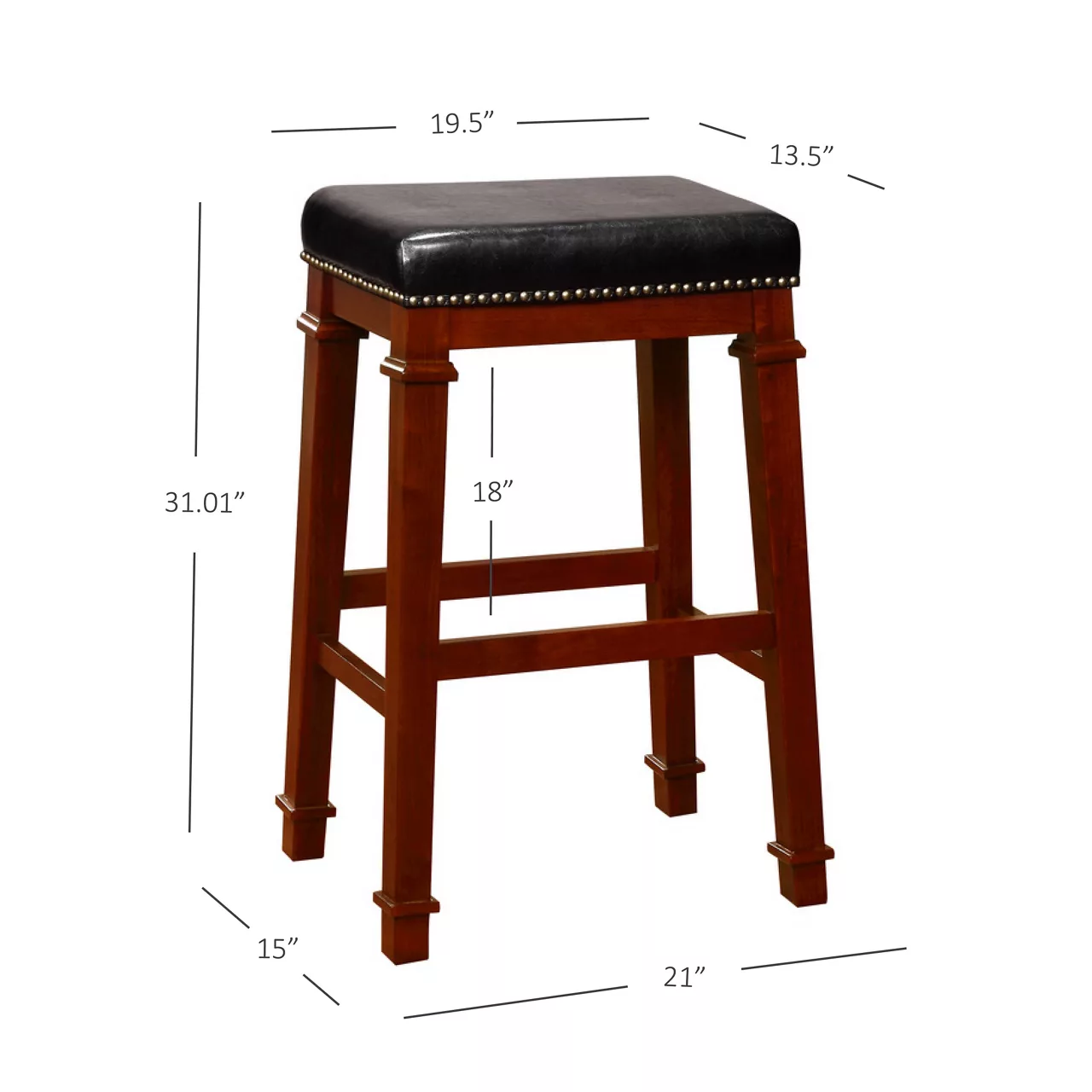 Clark Dark Cherry & Black Upholstered Faux Leather Backless Bar Stool 6 Clark Dark Cherry & Black Upholstered Faux Leather Backless Bar Stool - Image 6