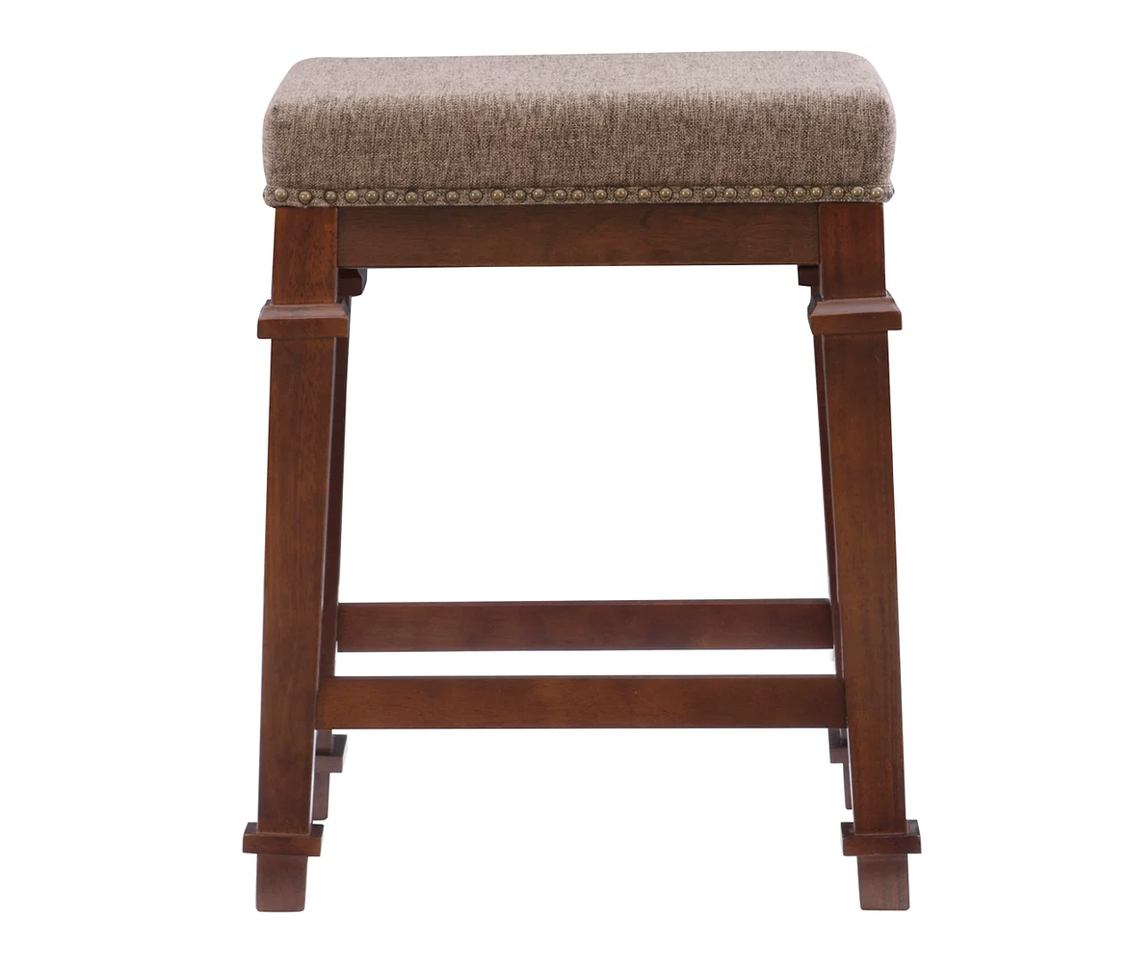 Clark Walnut & Light Brown Upholstered Tweed Backless Counter Stool 5 Clark Walnut & Light Brown Upholstered Tweed Backless Counter Stool - Image 5