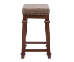 Clark Walnut & Light Brown Upholstered Tweed Backless Counter Stool 13 Clark Walnut & Light Brown Upholstered Tweed Backless Counter Stool -Walker Edison Shop 810543403 A1 3