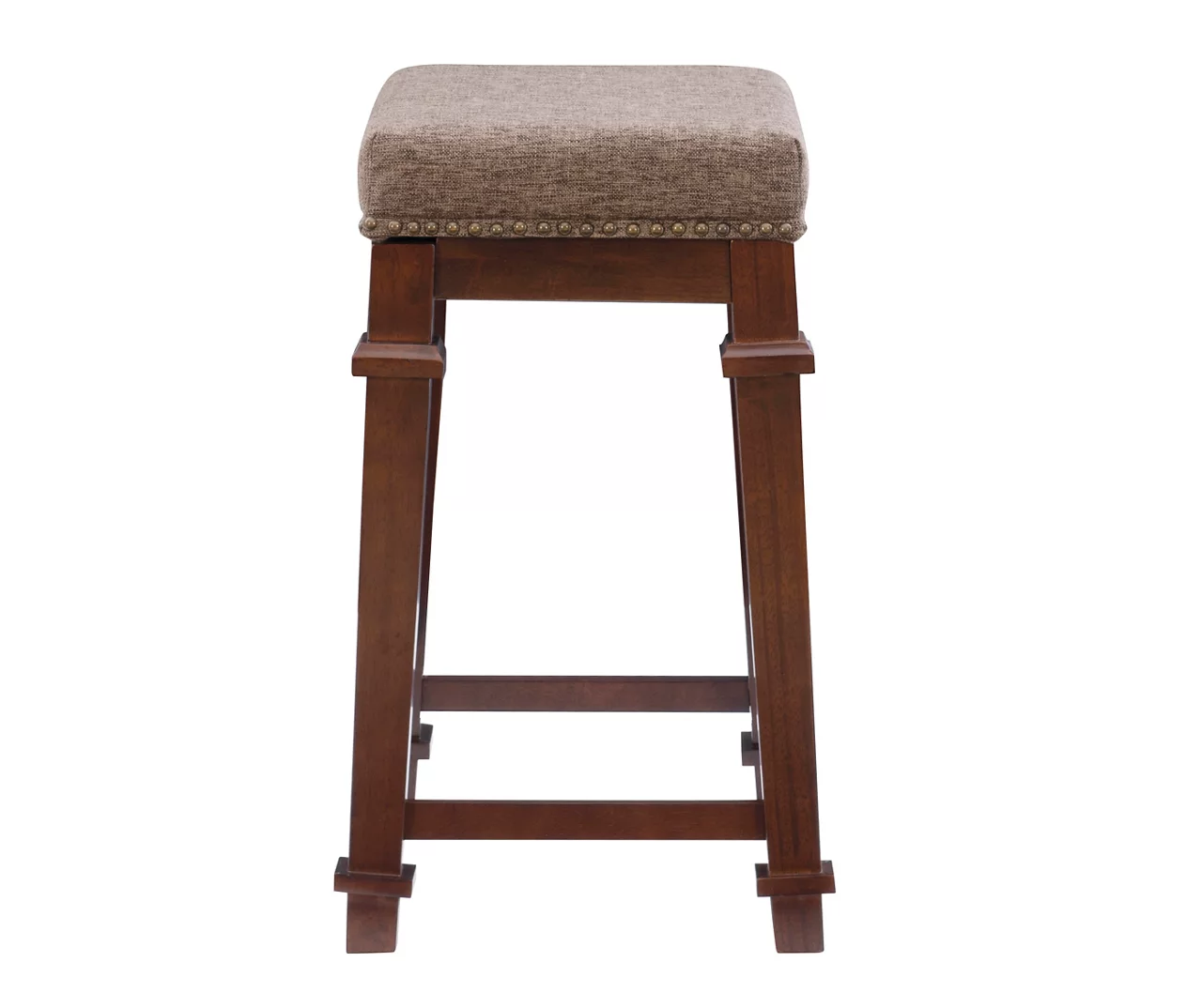 Clark Walnut & Light Brown Upholstered Tweed Backless Counter Stool 6 Clark Walnut & Light Brown Upholstered Tweed Backless Counter Stool - Image 6