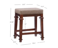 Clark Walnut & Light Brown Upholstered Tweed Backless Counter Stool 15 Clark Walnut & Light Brown Upholstered Tweed Backless Counter Stool -Walker Edison Shop 810543403 D8 9