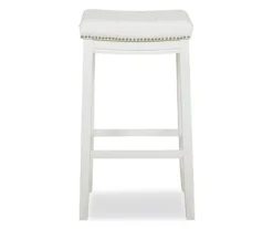 Brooke White Backless Nailhead Bar Stool -Walker Edison Shop 810543413 4