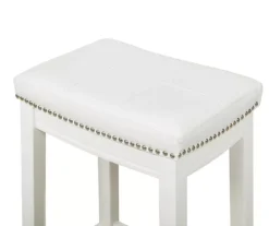 Brooke White Backless Nailhead Bar Stool -Walker Edison Shop 810543413 5