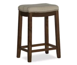Brooke Natural & Dark Brown Backless Padded Counter Stool