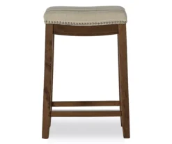 Brooke Natural & Dark Brown Backless Padded Counter Stool 5 Brooke Natural & Dark Brown Backless Padded Counter Stool -Walker Edison Shop 810543416 3