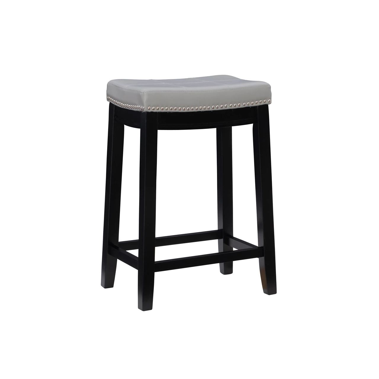 Brooke Gray & Black Faux Leather Backless Padded Counter Stool 1 Brooke Gray & Black Faux Leather Backless Padded Counter Stool