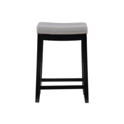 Brooke Gray & Black Faux Leather Backless Padded Counter Stool 11 Brooke Gray & Black Faux Leather Backless Padded Counter Stool -Walker Edison Shop 810543418 3