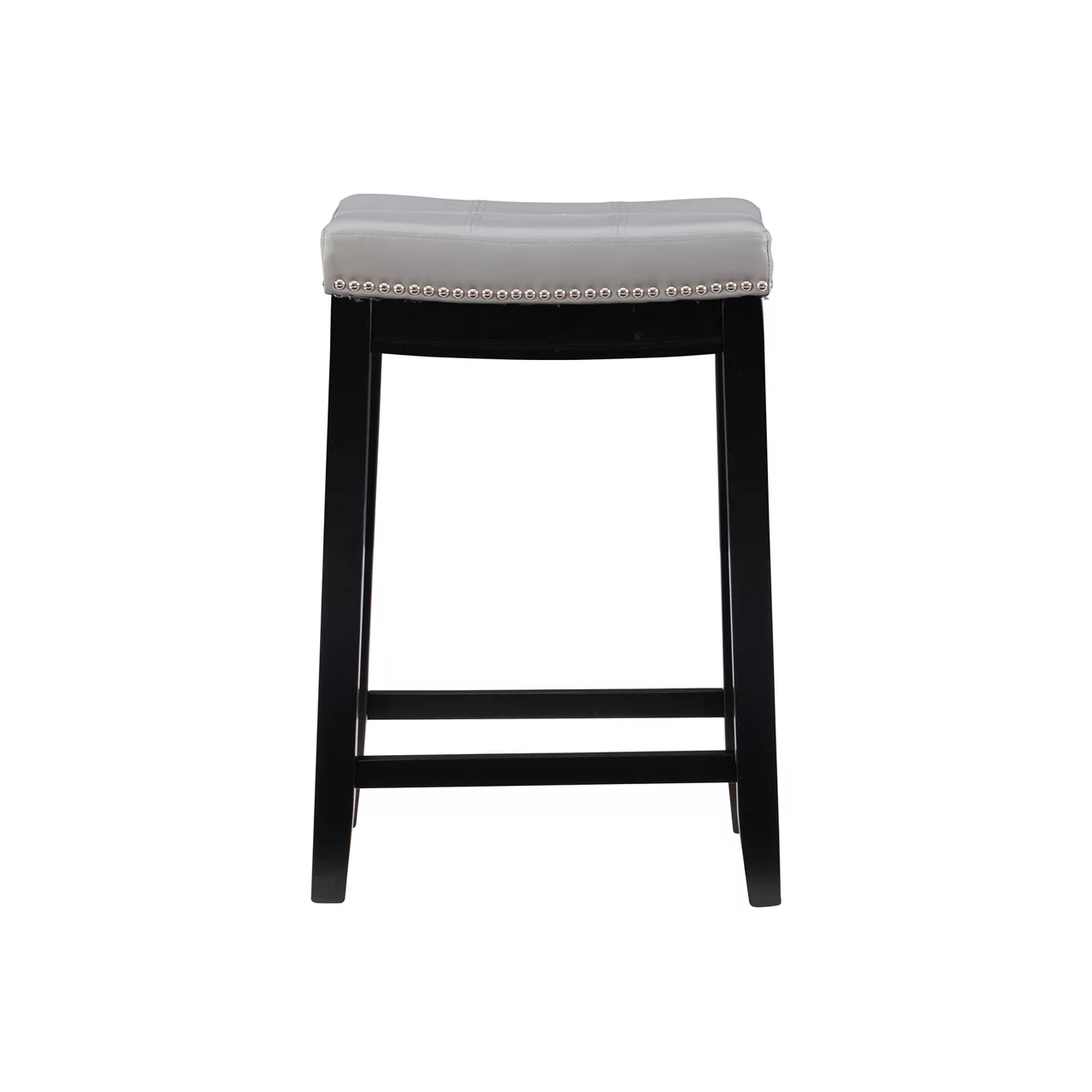 Brooke Gray & Black Faux Leather Backless Padded Counter Stool 5 Brooke Gray & Black Faux Leather Backless Padded Counter Stool - Image 5