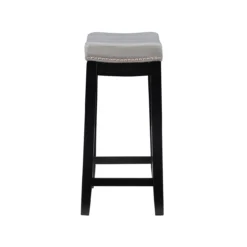 Brooke Gray & Black Faux Leather Backless Padded Counter Stool 12 Brooke Gray & Black Faux Leather Backless Padded Counter Stool -Walker Edison Shop 810543418 4
