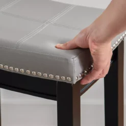 Brooke Gray & Black Faux Leather Backless Padded Counter Stool 10 Brooke Gray & Black Faux Leather Backless Padded Counter Stool -Walker Edison Shop 810543418 6