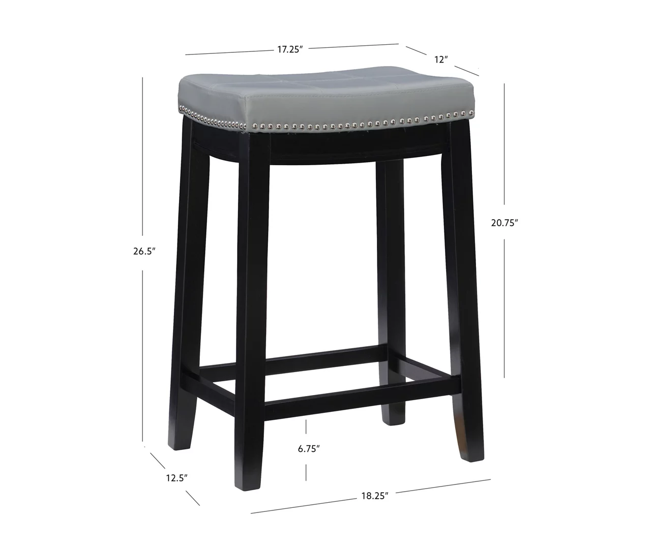 Brooke Gray & Black Faux Leather Backless Padded Counter Stool 7 Brooke Gray & Black Faux Leather Backless Padded Counter Stool - Image 7