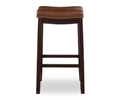 Brooke Cognac & Dark Brown Faux Leather Backless Padded Counter Stool -Walker Edison Shop 810543421 3