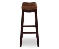 Brooke Cognac & Dark Brown Faux Leather Backless Padded Counter Stool -Walker Edison Shop 810543421 4