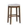 Brooke Natural & Dark Brown Backless Padded Bar Stool