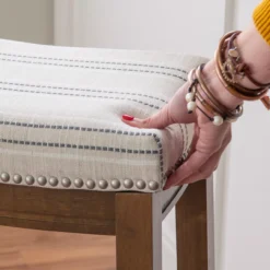 Brooke Natural & Dark Brown Backless Padded Bar Stool -Walker Edison Shop 810543423 3