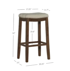 Brooke Natural & Dark Brown Backless Padded Bar Stool -Walker Edison Shop 810543423 7