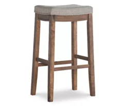 Brooke Gray & Rustic Brown Backless Nailhead Bar Stool