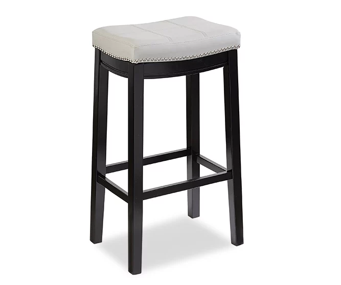 Brooke Gray & Black Faux Leather Backless Padded Bar Stool 1 Brooke Gray & Black Faux Leather Backless Padded Bar Stool