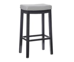 Brooke Gray & Black Faux Leather Backless Padded Bar Stool 21 Brooke Gray & Black Faux Leather Backless Padded Bar Stool -Walker Edison Shop 810543425 A0 1
