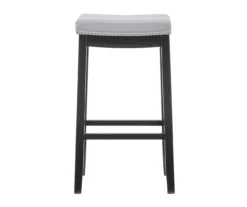 Brooke Gray & Black Faux Leather Backless Padded Bar Stool 22 Brooke Gray & Black Faux Leather Backless Padded Bar Stool -Walker Edison Shop 810543425 A0 2