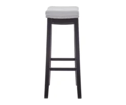 Brooke Gray & Black Faux Leather Backless Padded Bar Stool 26 Brooke Gray & Black Faux Leather Backless Padded Bar Stool -Walker Edison Shop 810543425 A0 3