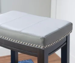 Brooke Gray & Black Faux Leather Backless Padded Bar Stool 17 Brooke Gray & Black Faux Leather Backless Padded Bar Stool -Walker Edison Shop 810543425 B8 1