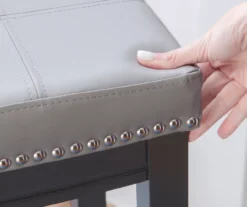 Brooke Gray & Black Faux Leather Backless Padded Bar Stool 20 Brooke Gray & Black Faux Leather Backless Padded Bar Stool -Walker Edison Shop 810543425 B8 3