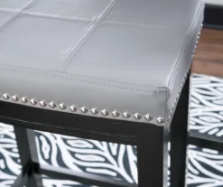 Brooke Gray & Black Faux Leather Backless Padded Bar Stool 18 Brooke Gray & Black Faux Leather Backless Padded Bar Stool -Walker Edison Shop 810543425 B8 4