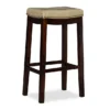 Brooke Beige & Dark Brown Faux Leather Backless Padded Bar Stool