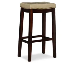 Brooke Beige & Dark Brown Faux Leather Backless Padded Bar Stool 7 Brooke Beige & Dark Brown Faux Leather Backless Padded Bar Stool -Walker Edison Shop 810543427 4