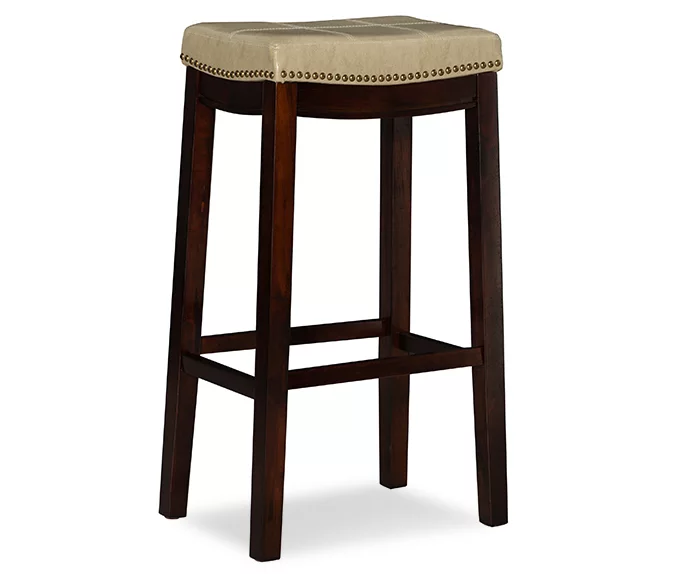 Brooke Beige & Dark Brown Faux Leather Backless Padded Bar Stool 4 Brooke Beige & Dark Brown Faux Leather Backless Padded Bar Stool - Image 4