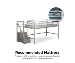 DHP Kaden Gray Junior Twin Loft Bed With Storage Steps -Walker Edison Shop 810543776 1