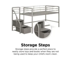DHP Kaden Gray Junior Twin Loft Bed With Storage Steps -Walker Edison Shop 810543776 3