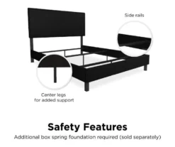 Atwater Living DHP Jazmine Black Faux Leather Upholstered Bed -Walker Edison Shop 810543813 2