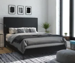 Atwater Living DHP Jazmine Black Faux Leather Upholstered Bed -Walker Edison Shop 810543813 6