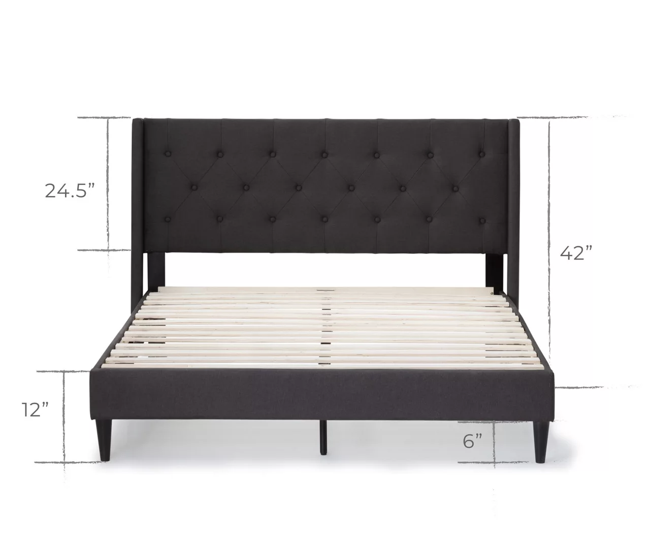 Isabelle Charcoal Upholstered Twin Wingback Bed 3 Isabelle Charcoal Upholstered Twin Wingback Bed - Image 3