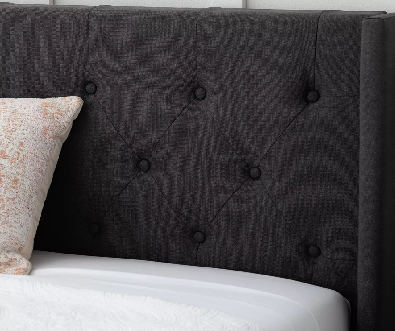 Isabelle Charcoal Upholstered Twin Wingback Bed 4 Isabelle Charcoal Upholstered Twin Wingback Bed - Image 4