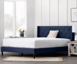Isabelle Navy Upholstered Twin Wingback Bed -Walker Edison Shop 810547602 810547606 810547614 810547610 5
